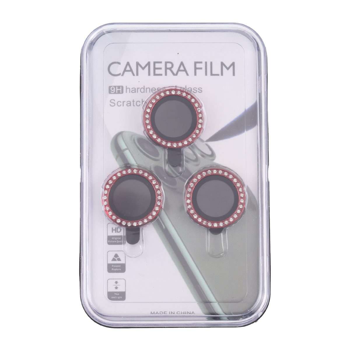 For iPhone 13 Pro Max / 13 Pro 9H Point Drill Camera Lens Protector Ring(Red)
