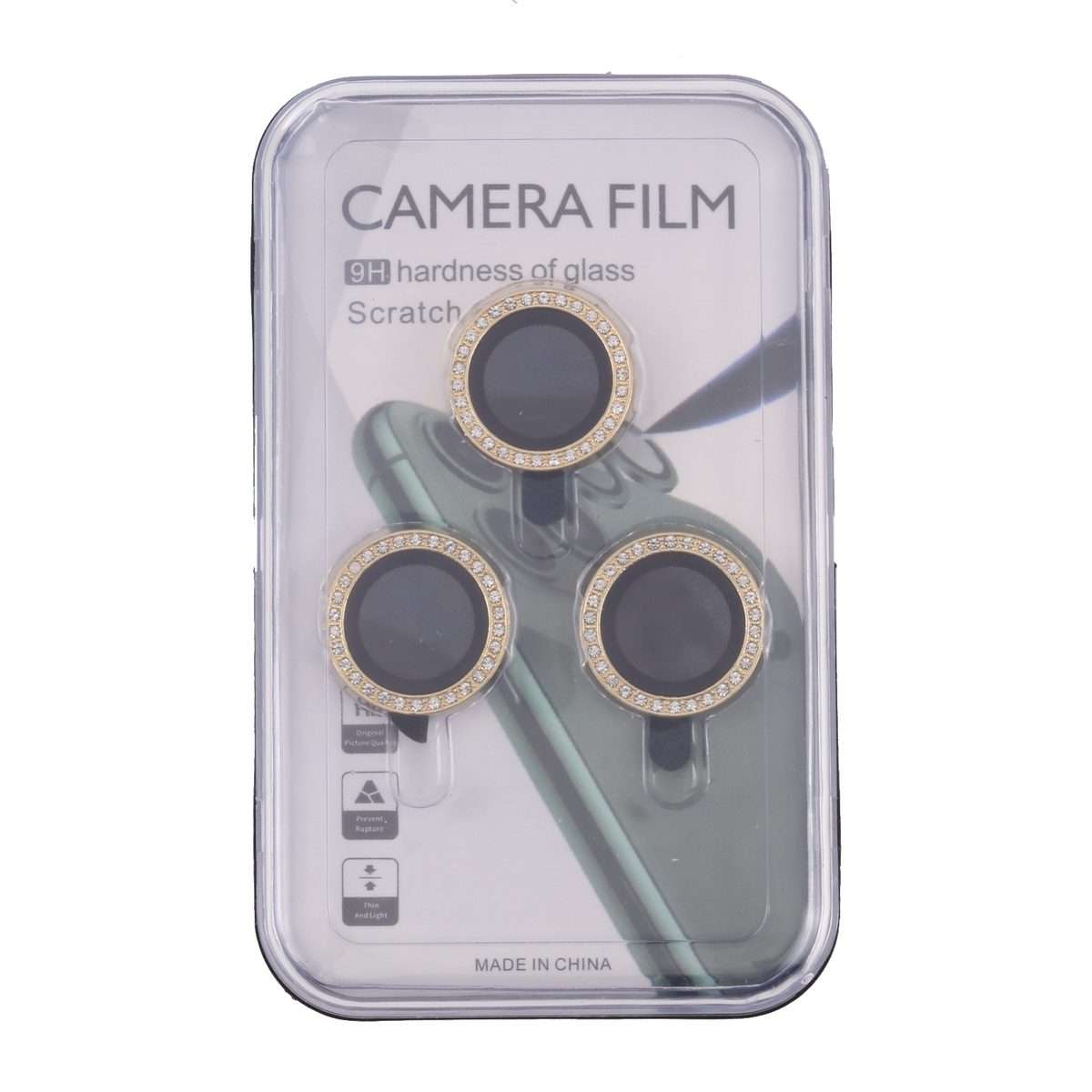 For iPhone 13 Pro Max / 13 Pro 9H Point Drill Camera Lens Protector Ring(Gold)