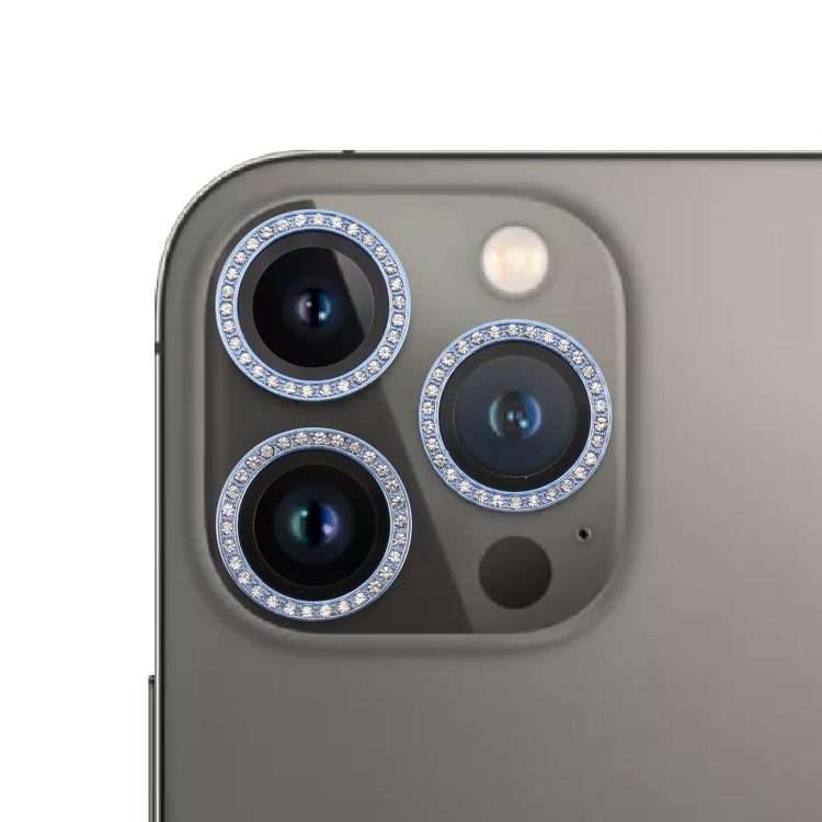 For iPhone 13 Pro Max / 13 Pro 9H Point Drill Camera Lens Protector Ring(Blue)