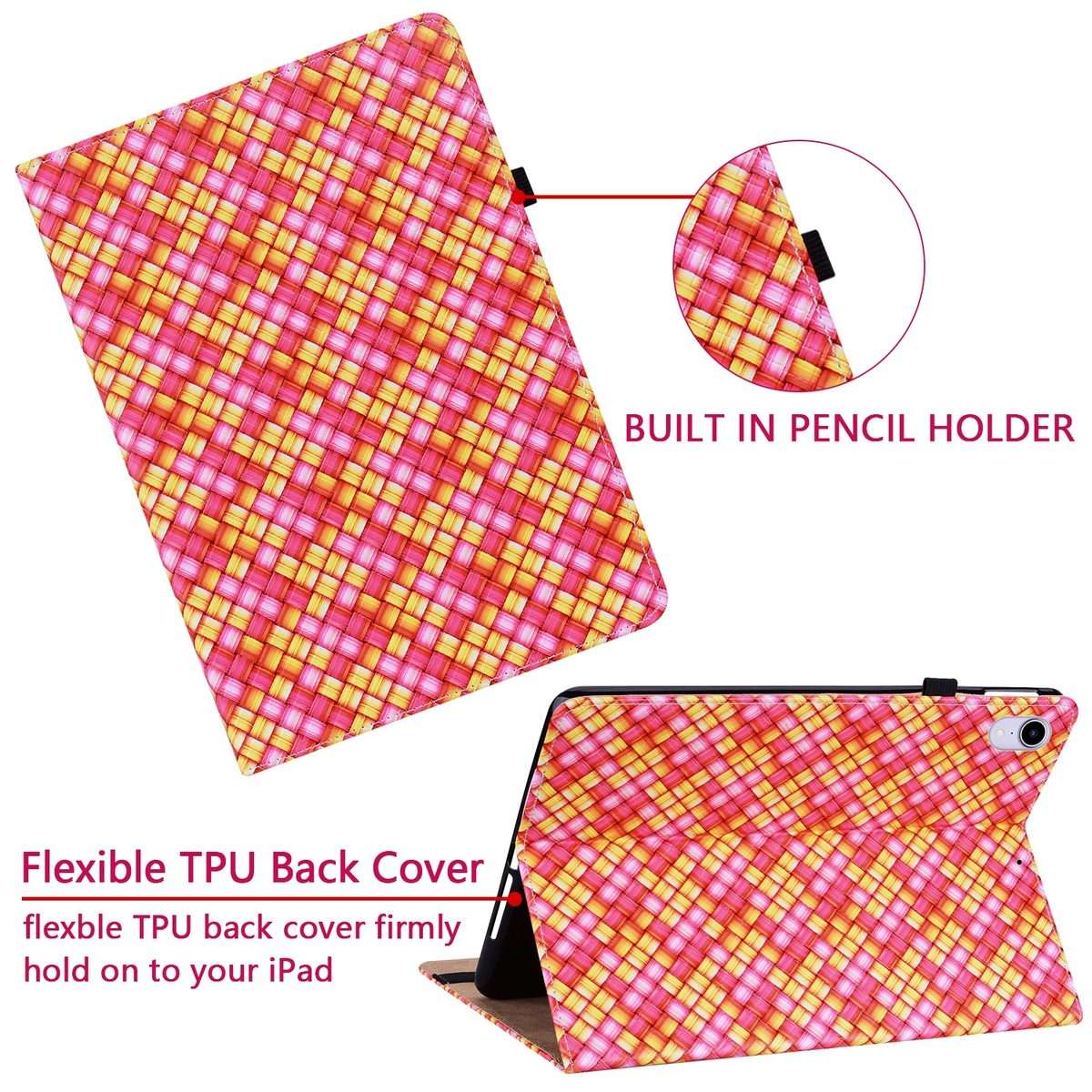 For Amazon Kindle Paperwhite 5 Color Weave Smart Leather Tablet Case(Rose Red)