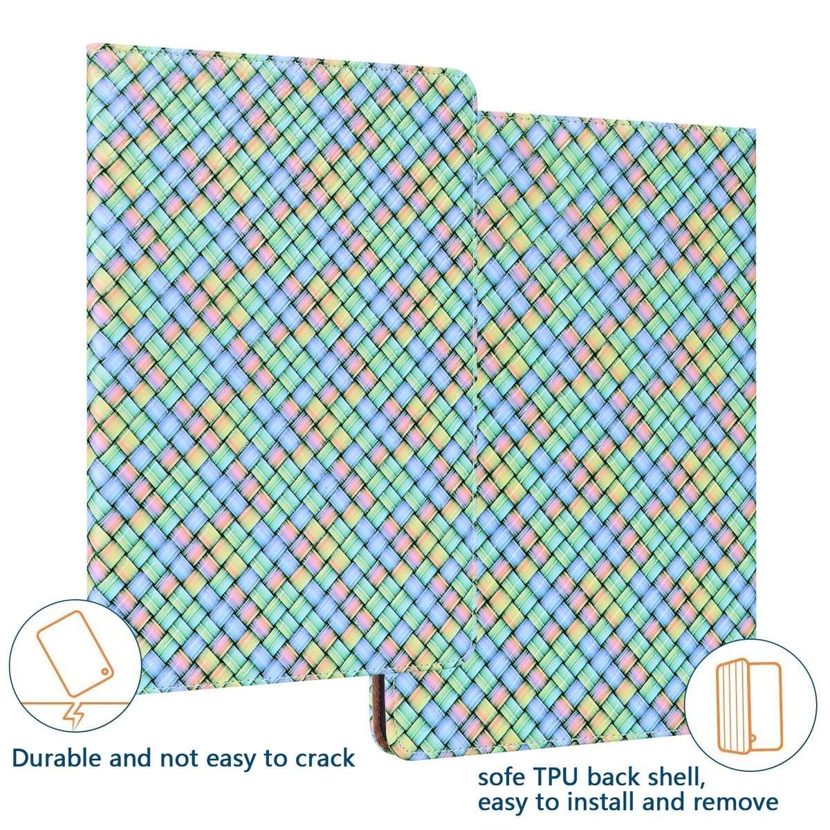 Color Weave Smart Leather Tablet Case For iPad Pro 11 2021 / 2020 / 2018 / Air 2020 10.9 (Rainbow)