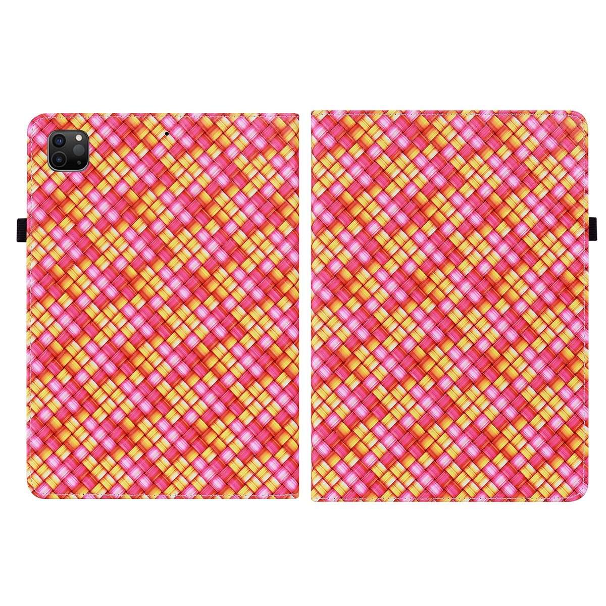 Color Weave Smart Leather Tablet Case For iPad Pro 11 2021 / 2020 / 2018 / Air 2020 ... (Rose Red)