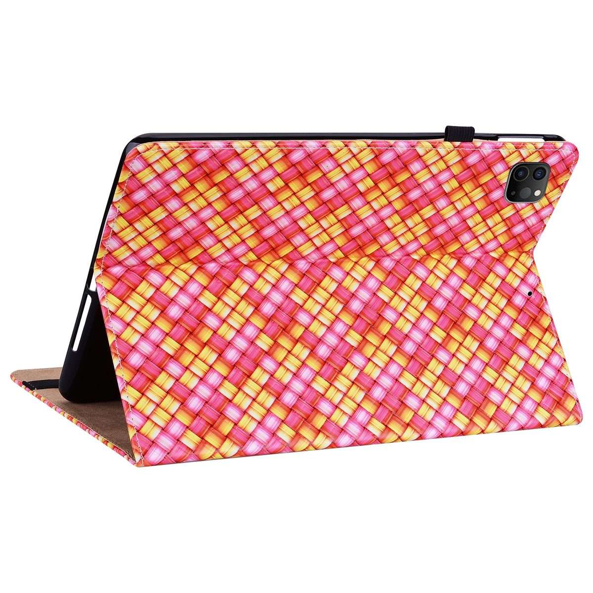 Color Weave Smart Leather Tablet Case For iPad Pro 11 2021 / 2020 / 2018 / Air 2020 ... (Rose Red)
