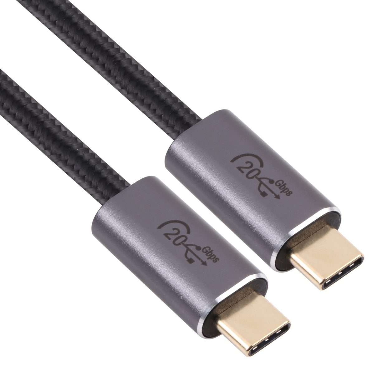 20Gbps USB 3.2 USB-C / Type-C Male to USB-C / Type-C Male Braided Data Cable, Cable Le ... (Black)