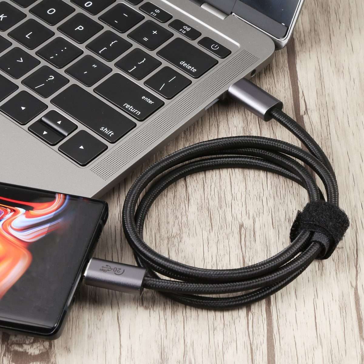 20Gbps USB 3.2 USB-C / Type-C Male to USB-C / Type-C Male Braided Data Cable, Cable Le ... (Black)