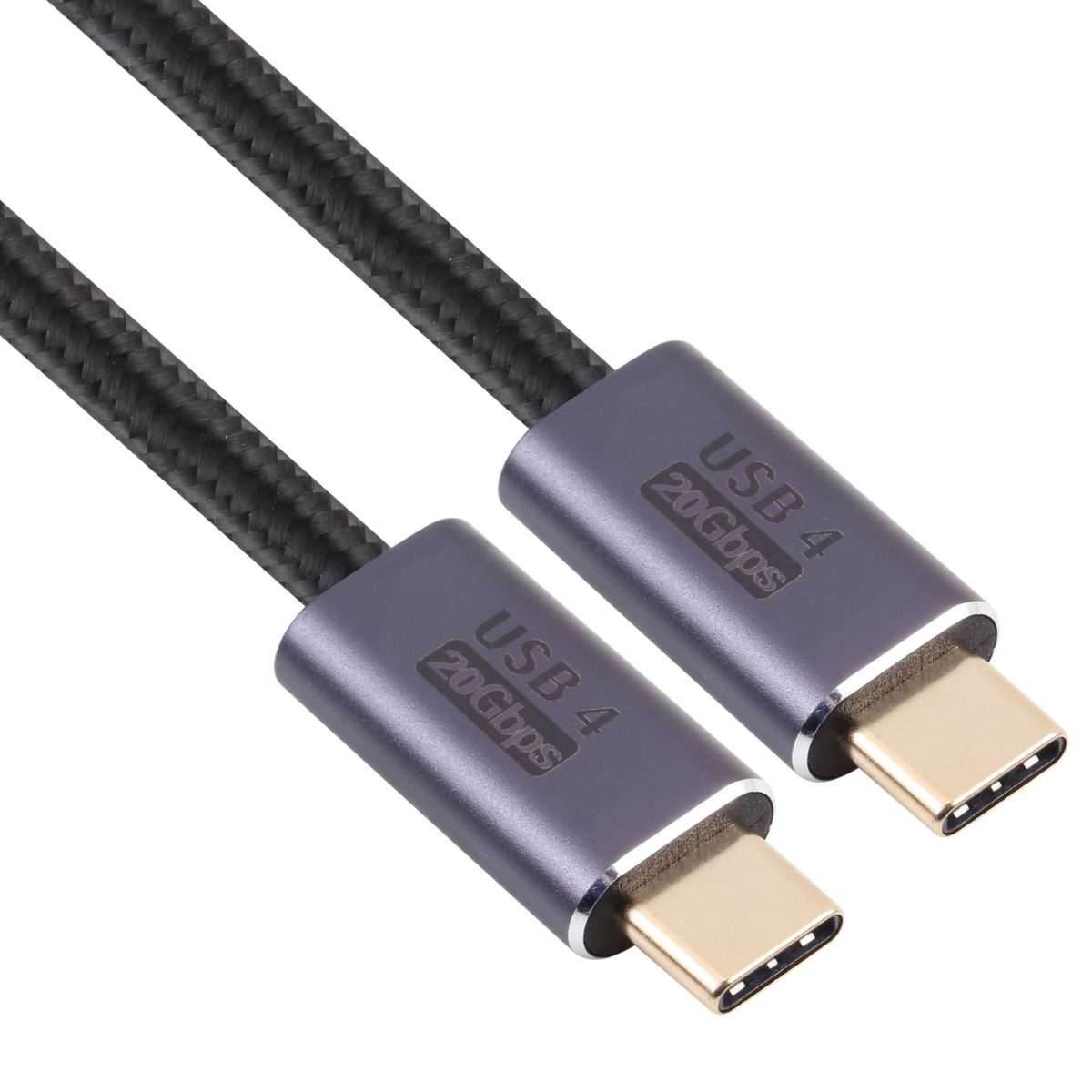 20Gbps USB 4 USB-C / Type-C Male to USB-C / Type-C Male Braided Data Cable, Cable Leng ... (Black)