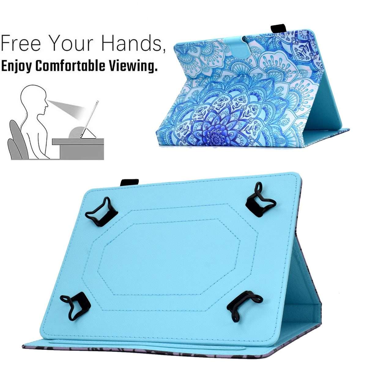 For 8 inch Tablet Electric Pressed TPU Leather Tablet Case(Green Flower)