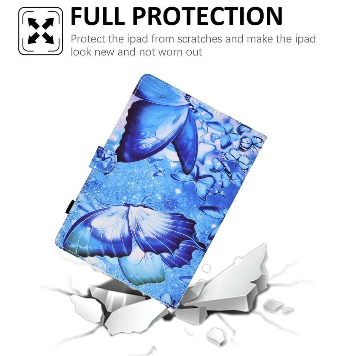 For 10 inch Tablet Sewing Pen Slot Leather Tablet Case(Butterflies)