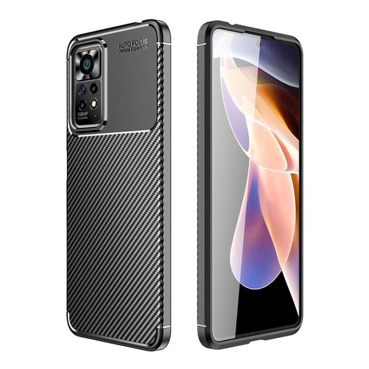 For Xiaomi Redmi Note 11 Pro Overseas Version Carbon Fiber Texture Shockproof TPU Phon ... (Black)