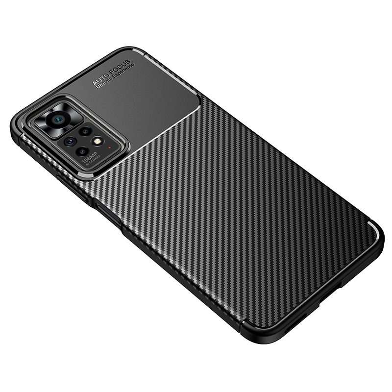 For Xiaomi Redmi Note 11 Pro Overseas Version Carbon Fiber Texture Shockproof TPU Phon ... (Black)