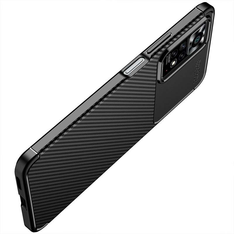 For Xiaomi Redmi Note 11 Pro Overseas Version Carbon Fiber Texture Shockproof TPU Phon ... (Black)