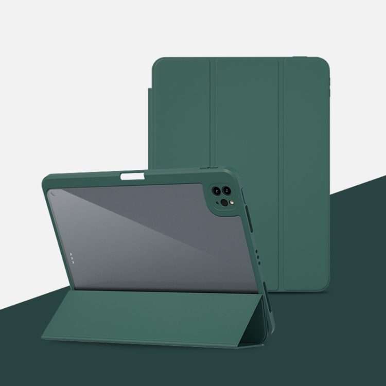 For iPad Pro 12.9 2020 Magnetic Split Leather Smart Tablet Case(Dark Green)