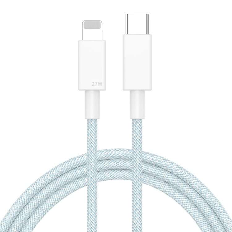 27W PD USB-C / Type-C to 8 Pin Fast Charging Braided Data Cable, Cable Length: 1m(Blue)