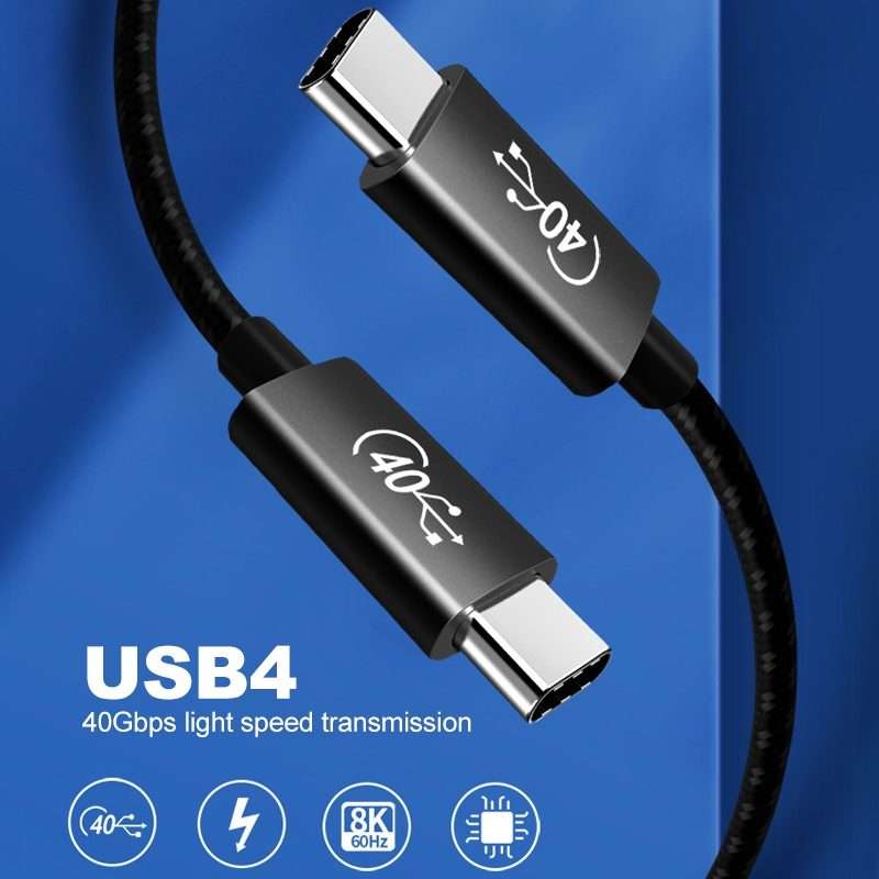 PD 100W USB-C / Type-C to USB-C / Type-C Compatible Thunderbolt 4 Full-function D ... (Black Mesh)