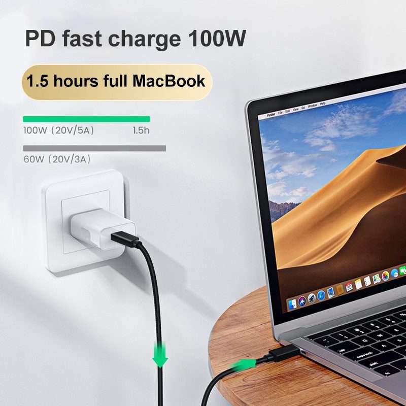 PD 100W USB-C / Type-C to USB-C / Type-C Compatible Thunderbolt 4 Full-function D ... (Black Mesh)