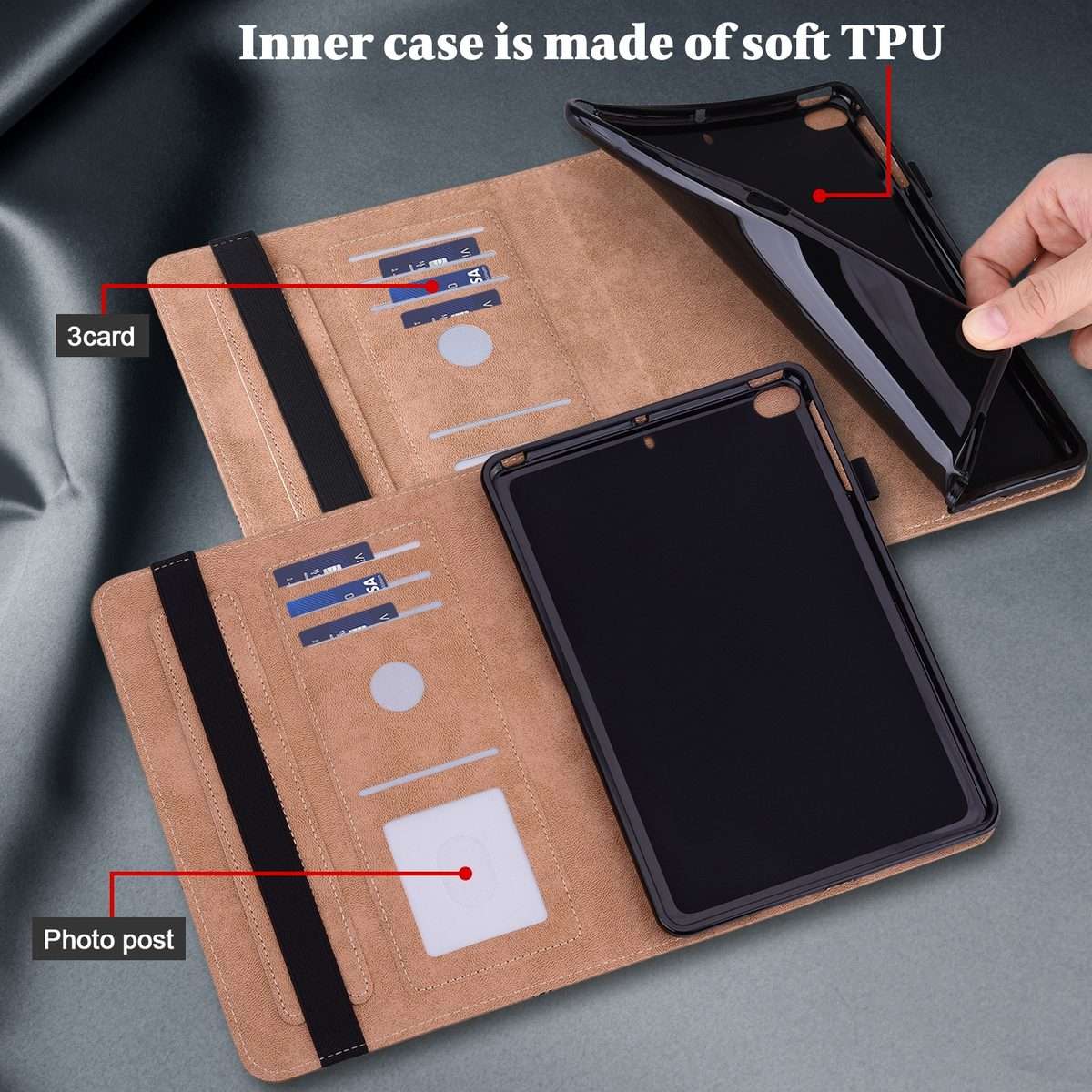 For iPad Pro 12.9 2022 / 2021 / 2020 / 2018 Solid Color Embossed Striped Leather Case(Brown)