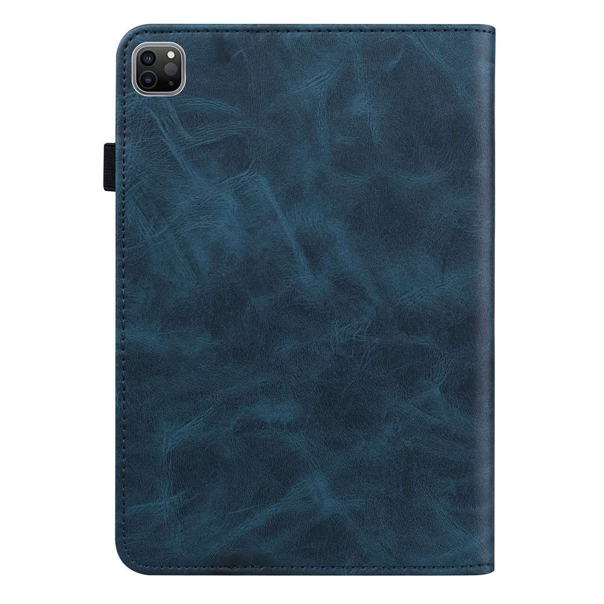 For iPad Pro 12.9 2022 / 2021 / 2020 / 2018 Solid Color Embossed Striped Leather Case(Blue)