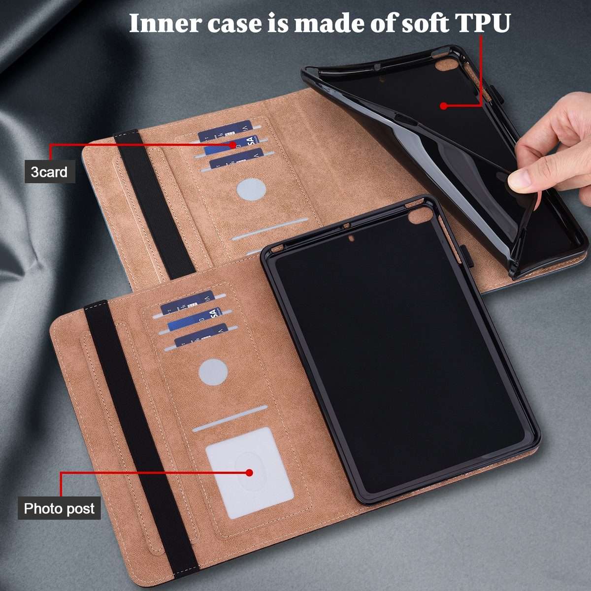 For iPad Pro 12.9 2022 / 2021 / 2020 / 2018 Solid Color Embossed Striped Leather Case(Blue)
