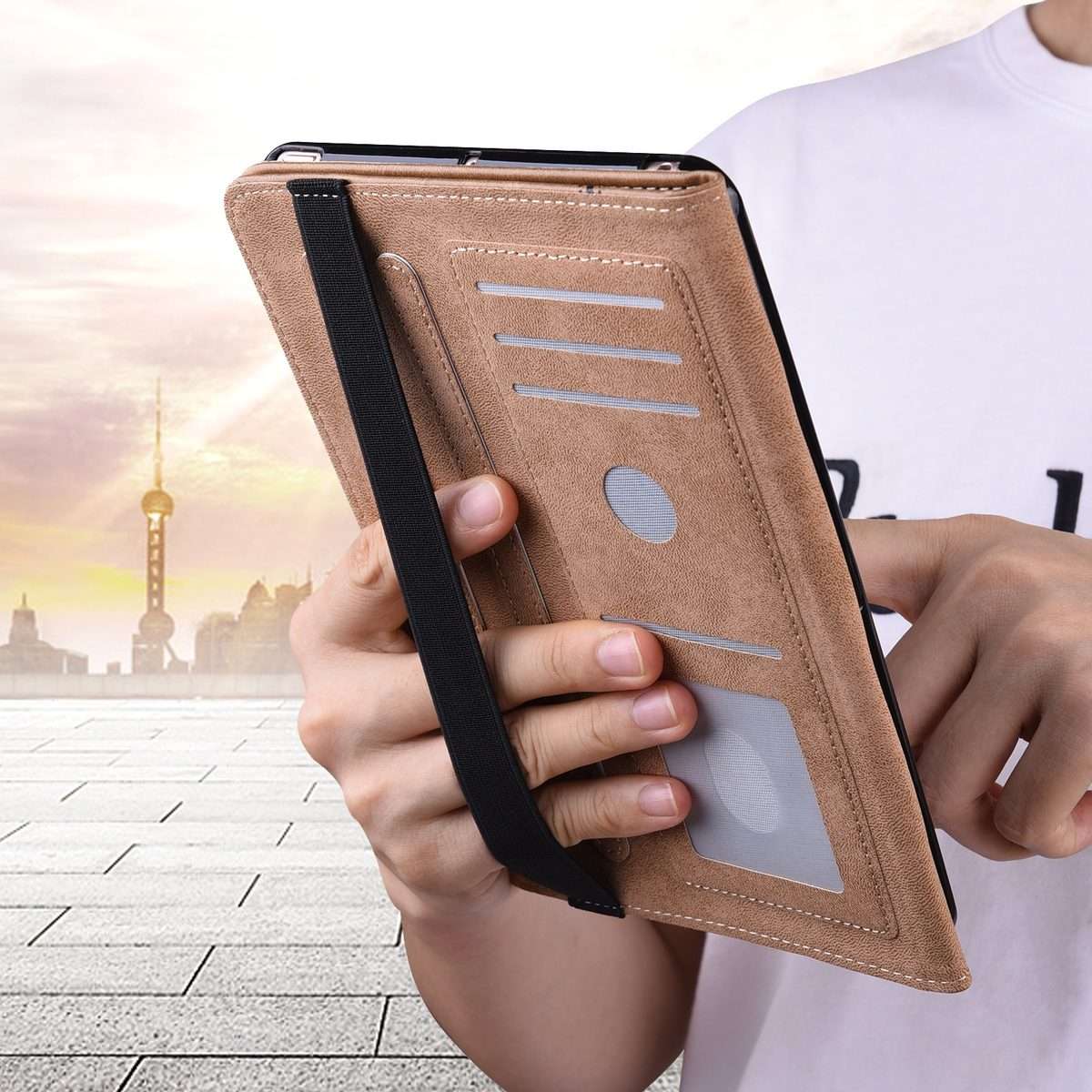 For iPad Pro 12.9 2022 / 2021 / 2020 / 2018 Solid Color Embossed Striped Leather Case(Blue)