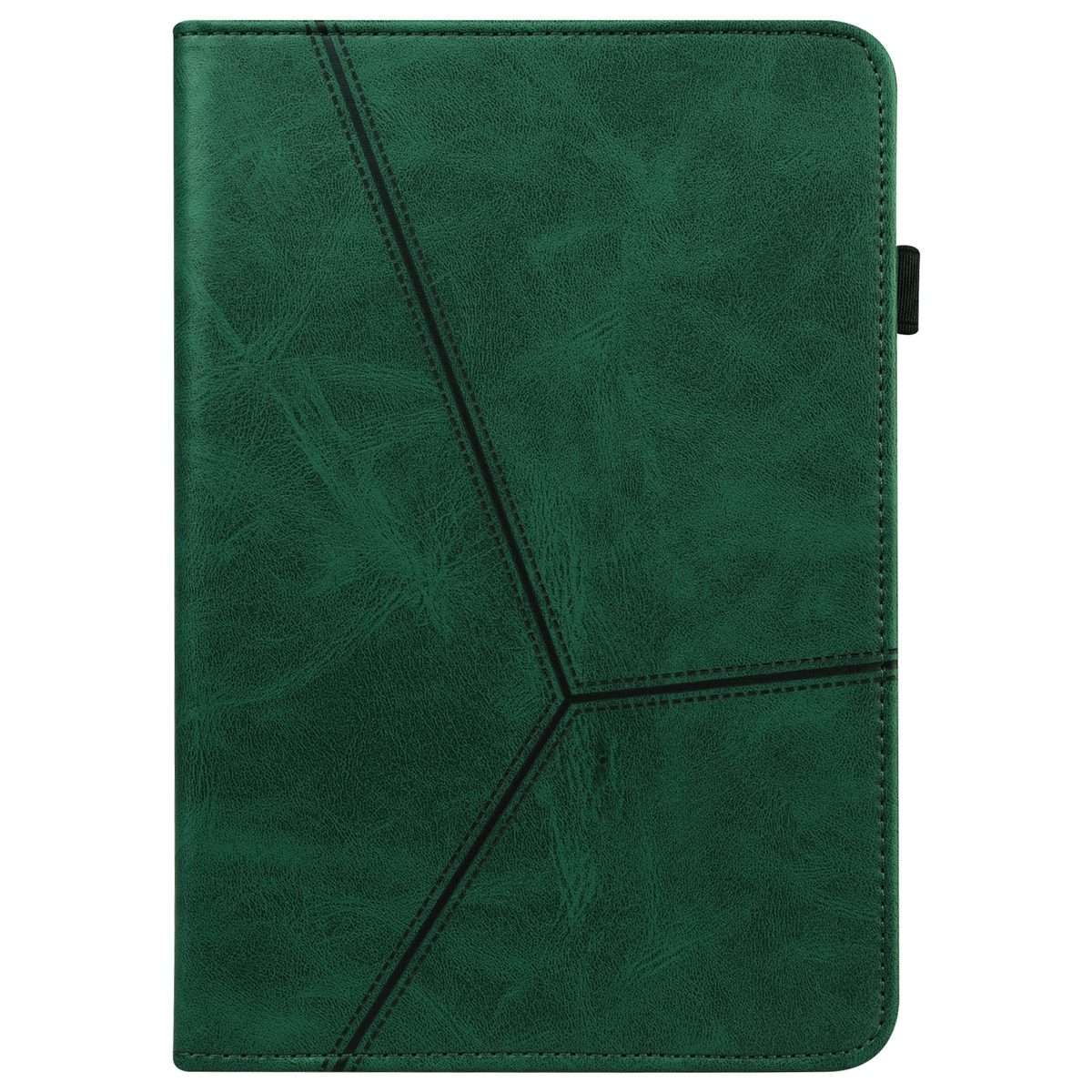 For iPad Pro 12.9 2022 / 2021 / 2020 / 2018 Solid Color Embossed Striped Leather Case(Green)