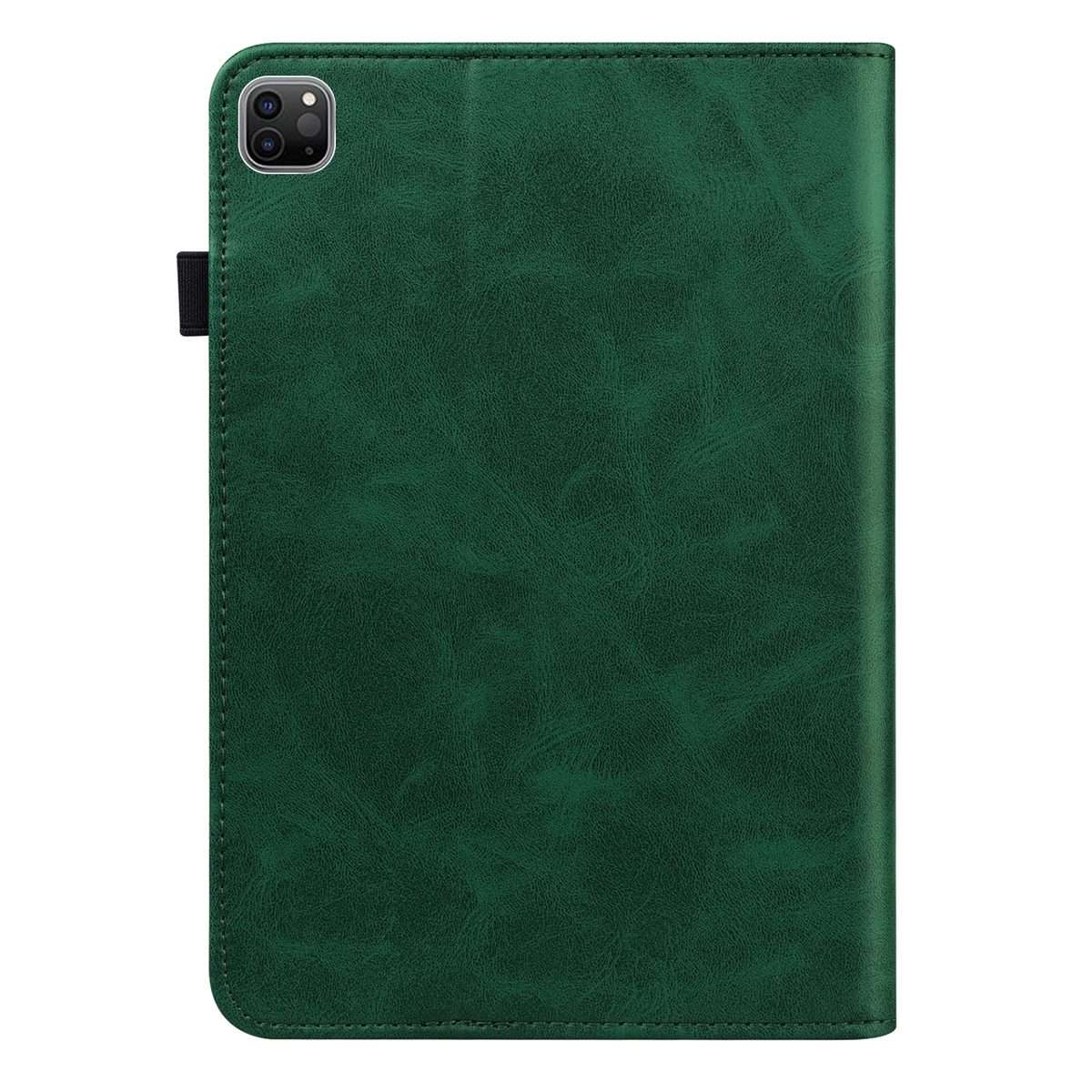 For iPad Pro 12.9 2022 / 2021 / 2020 / 2018 Solid Color Embossed Striped Leather Case(Green)