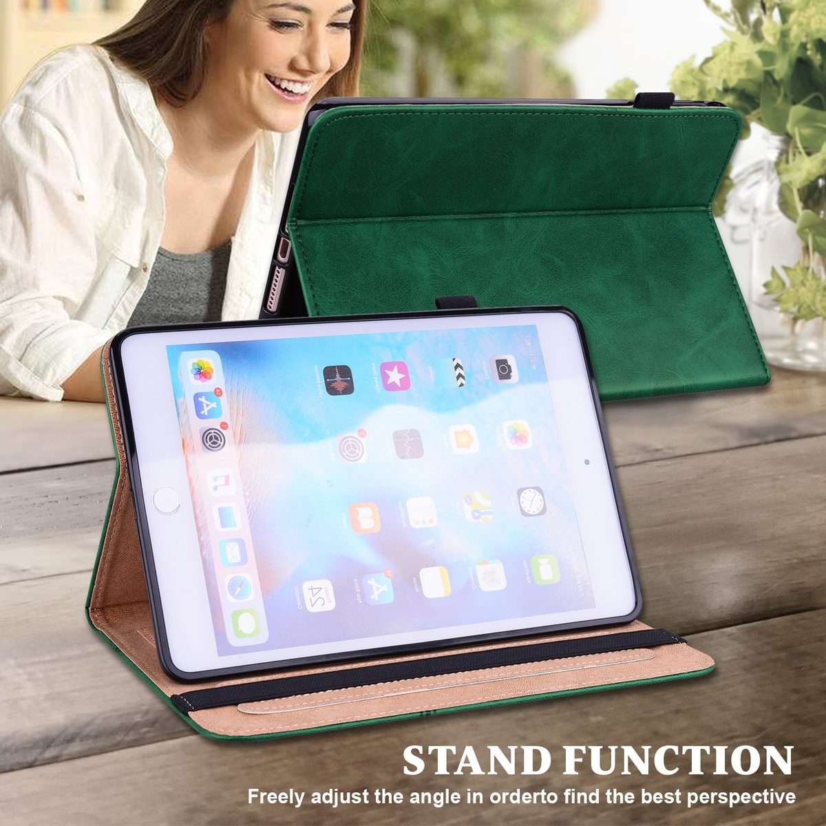 For iPad Pro 12.9 2022 / 2021 / 2020 / 2018 Solid Color Embossed Striped Leather Case(Green)