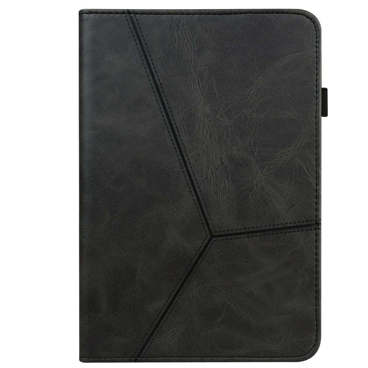 For iPad Pro 12.9 2022 / 2021 / 2020 / 2018 Solid Color Embossed Striped Leather Case(Black)