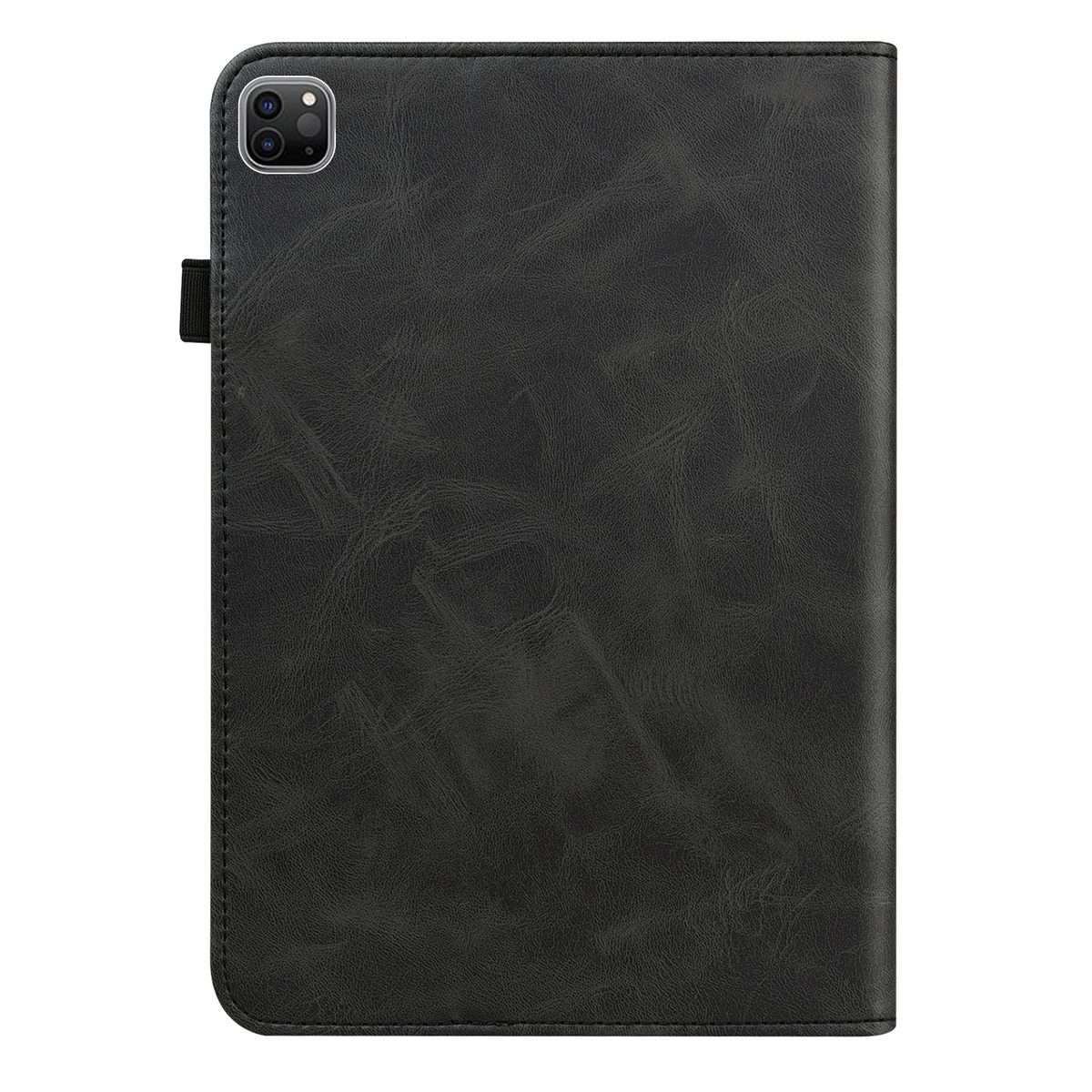 For iPad Pro 12.9 2022 / 2021 / 2020 / 2018 Solid Color Embossed Striped Leather Case(Black)