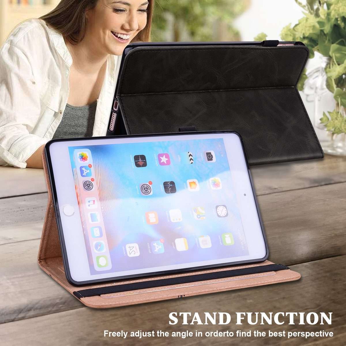 For iPad Pro 12.9 2022 / 2021 / 2020 / 2018 Solid Color Embossed Striped Leather Case(Black)