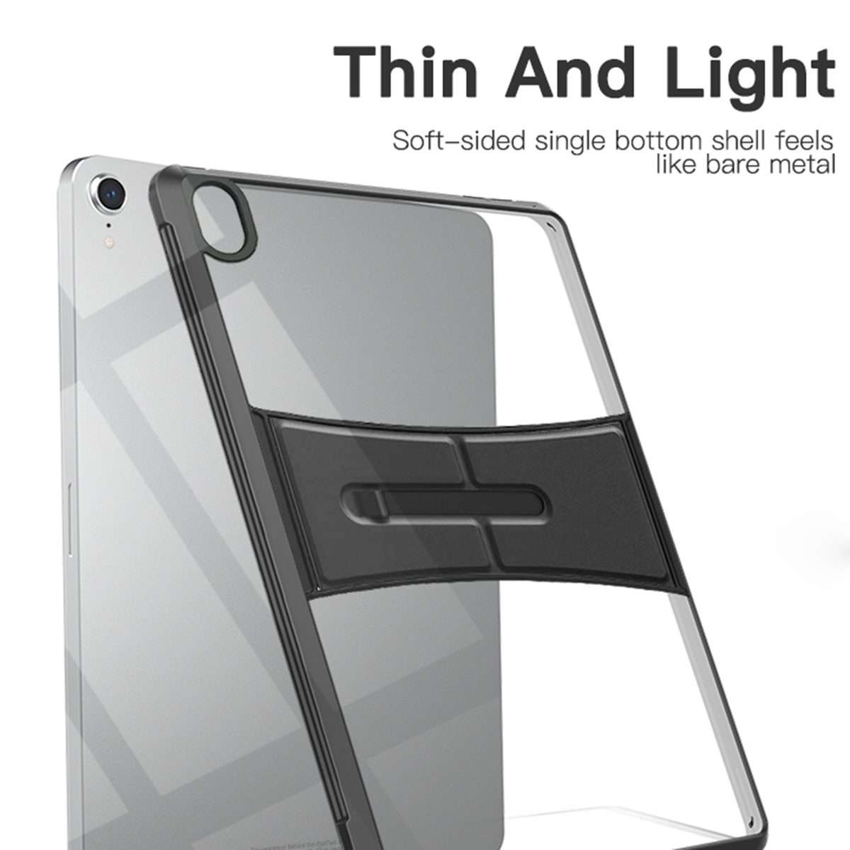 For iPad Pro 11 2022 / 2021 PC+TPU Transparent Holder Tablet Case(Black)
