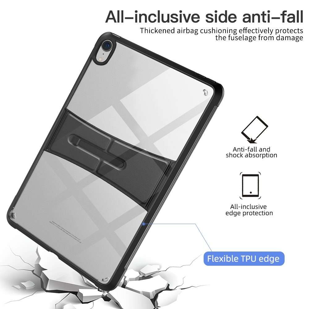 For iPad Pro 11 2022 / 2021 PC+TPU Transparent Holder Tablet Case(Black)