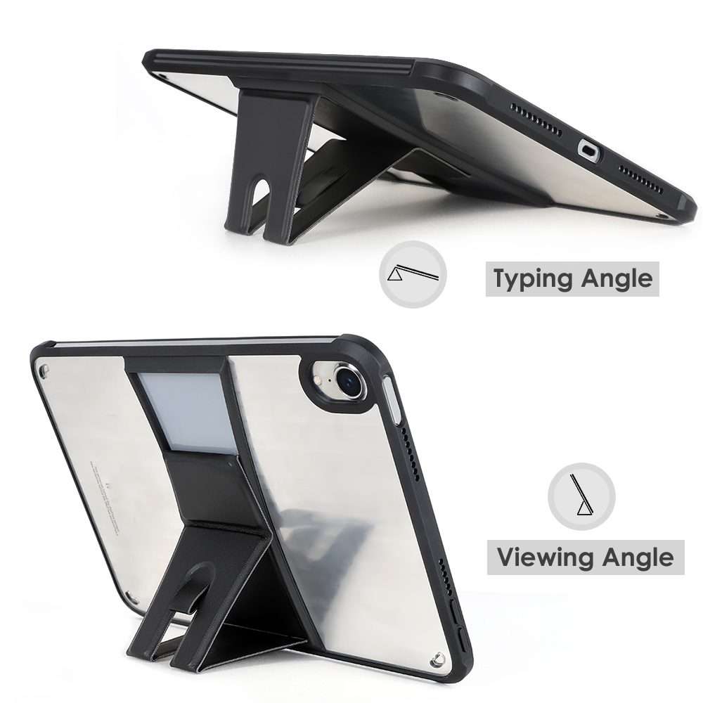 For iPad Pro 11 2022 / 2021 PC+TPU Transparent Holder Tablet Case(Black)