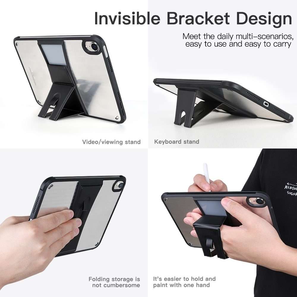 For iPad Pro 11 2022 / 2021 PC+TPU Transparent Holder Tablet Case(Black)
