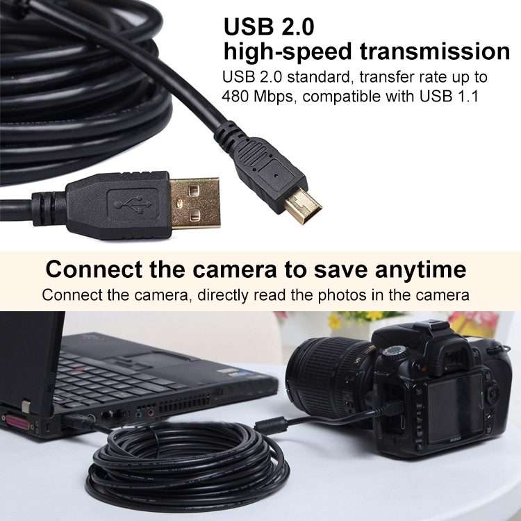 1.5m Mini 5 Pin to USB 2.0 Camera Extension Data Cable