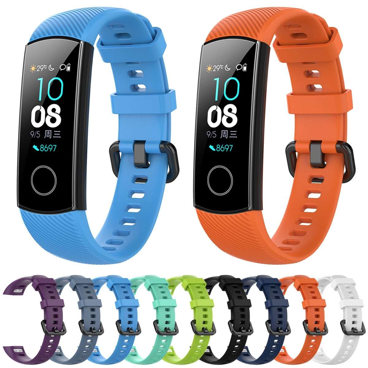 Silicone Watch Band for Huawei Honor Band 4 & 5(Lime)