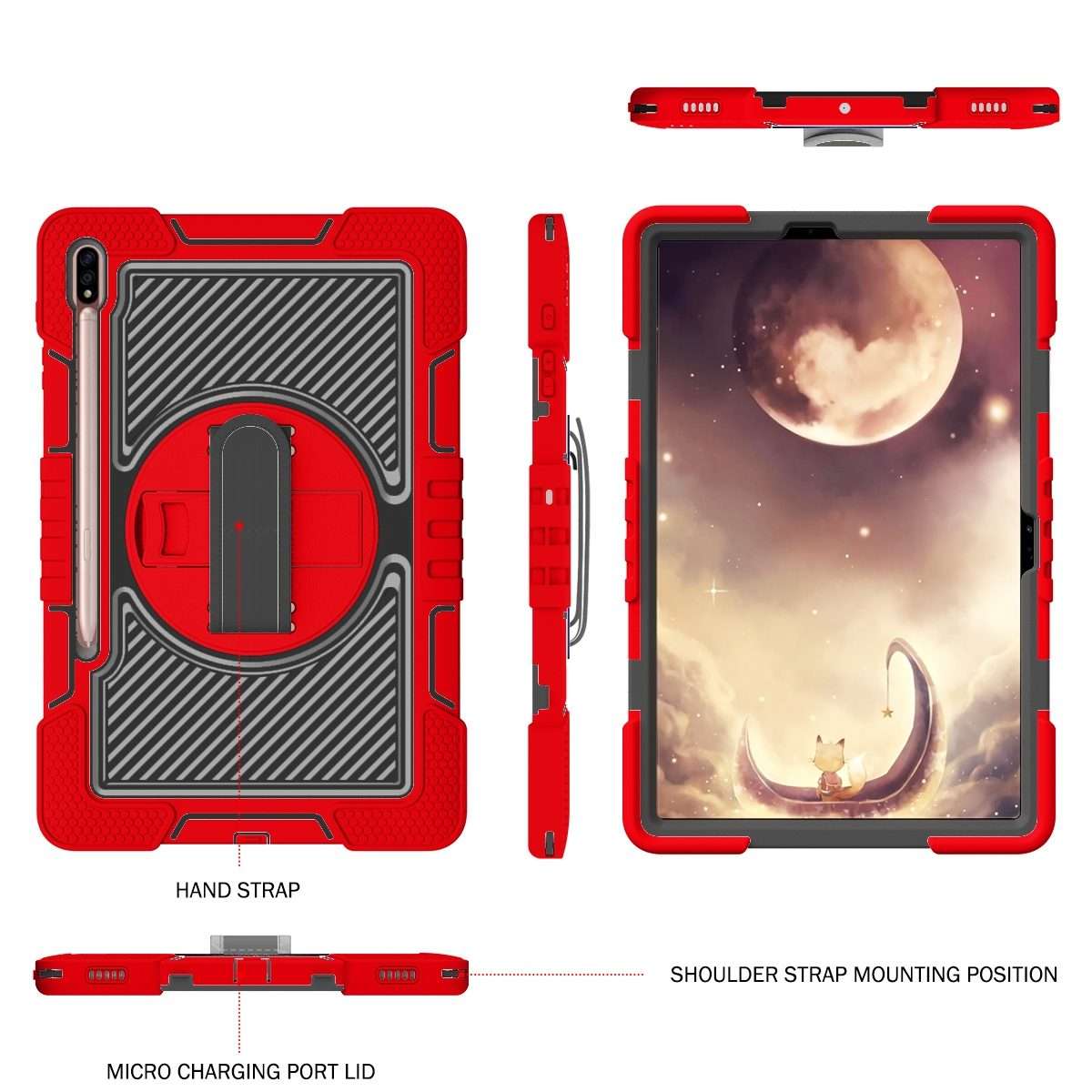 For Samsung Galaxy Tab A7 Lite 360 Degree Rotation Contrast Color Silicone + PC Ta ... (Red+Black)