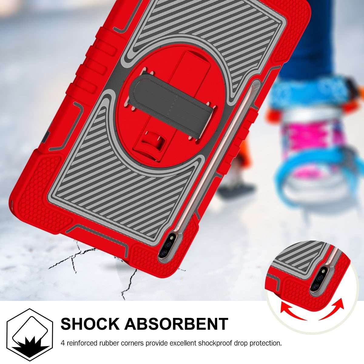 For Samsung Galaxy Tab A7 Lite 360 Degree Rotation Contrast Color Silicone + PC Ta ... (Red+Black)