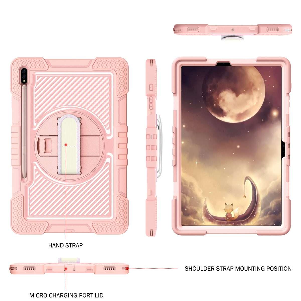 For Samsung Galaxy Tab A7 Lite 360 Degree Rotation Contrast Color Silicone + PC Ta ... (Rose Gold)