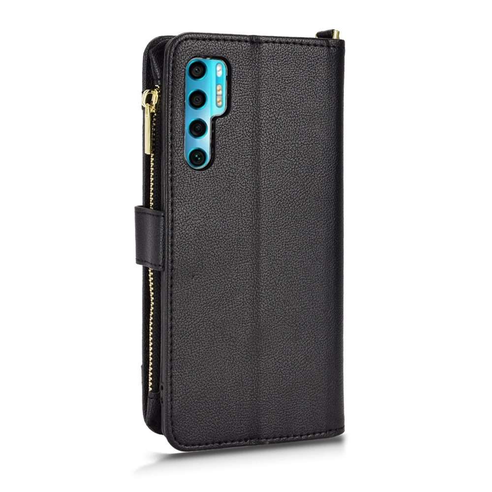 For TCL 20 Pro 5G Litchi Texture Zipper Leather Phone Case(Black)