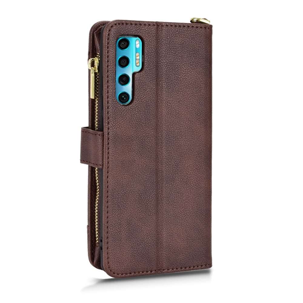 For TCL 20 Pro 5G Litchi Texture Zipper Leather Phone Case(Brown)