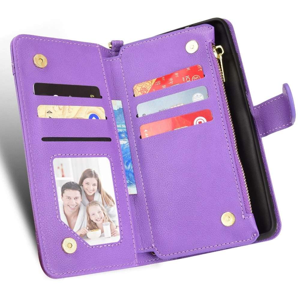 For TCL 20 Pro 5G Litchi Texture Zipper Leather Phone Case(Purple)