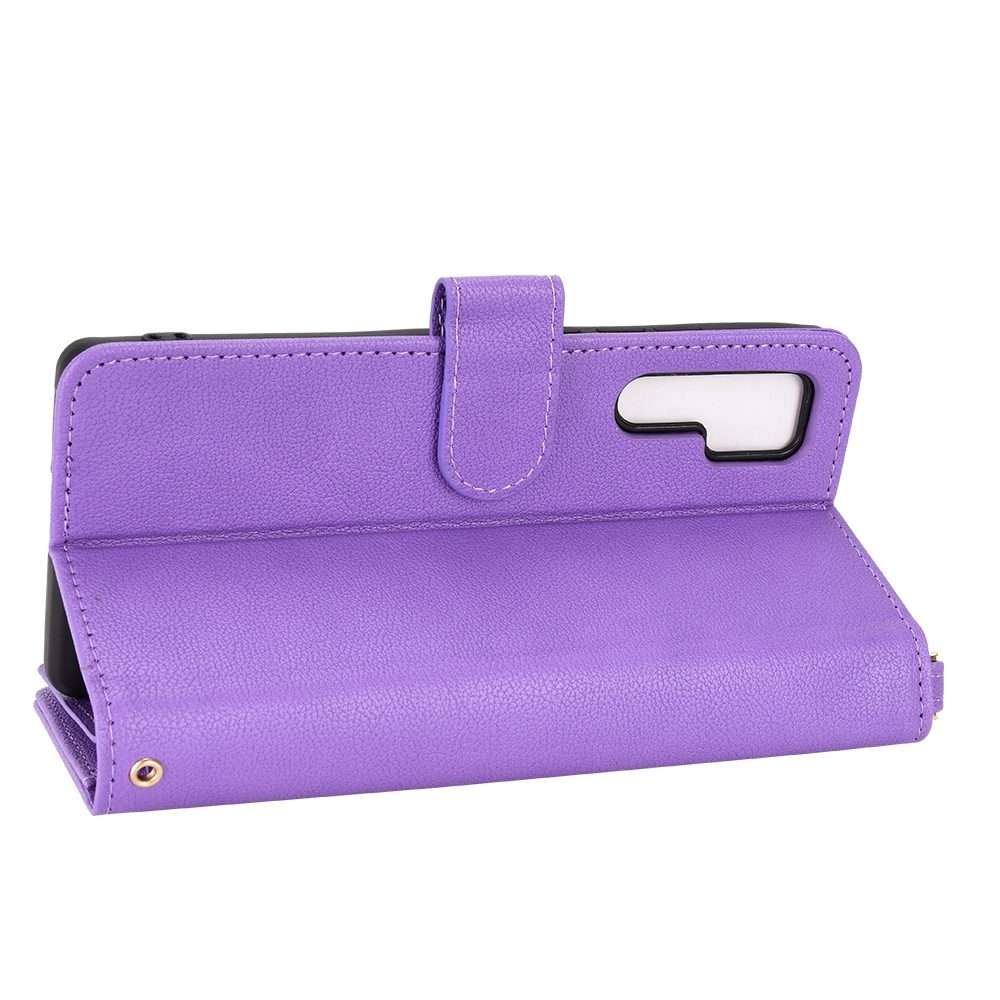 For TCL 20 Pro 5G Litchi Texture Zipper Leather Phone Case(Purple)