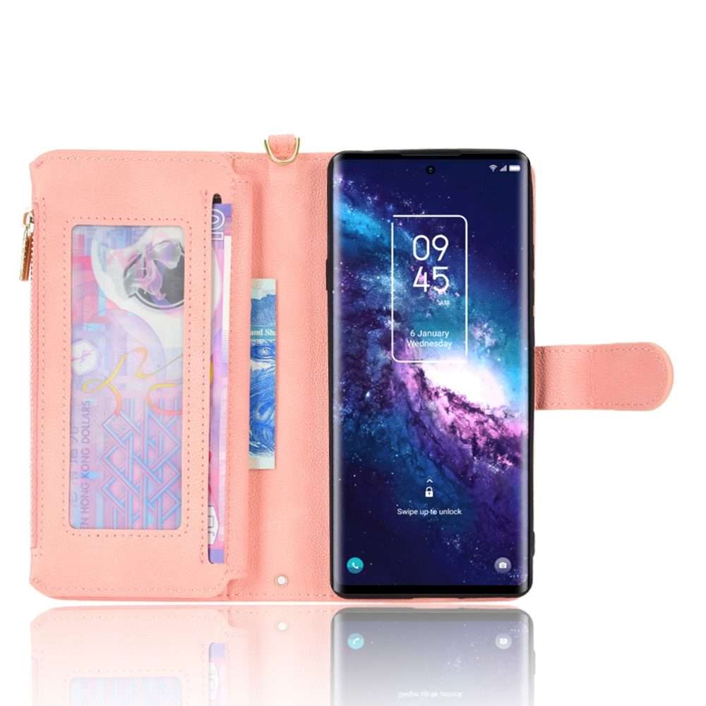 For TCL 20 Pro 5G Litchi Texture Zipper Leather Phone Case(Pink)