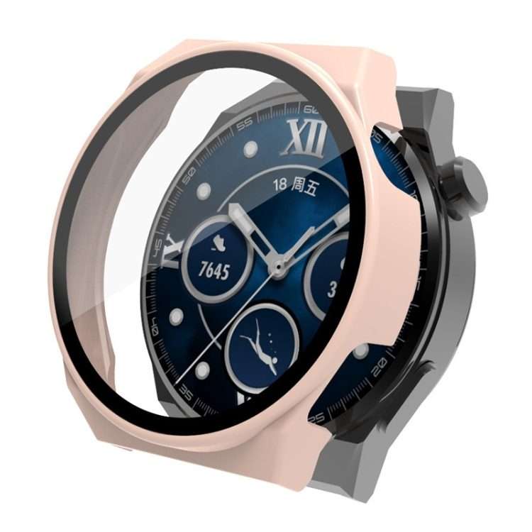 For Huawei Watch GT 3 Pro 46mm PC + Tempered Glass Watch Case(Pink)