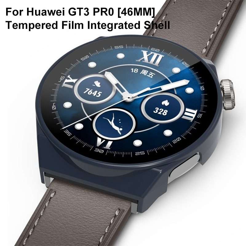 For Huawei Watch GT 3 Pro 46mm PC + Tempered Glass Watch Case(Pink)