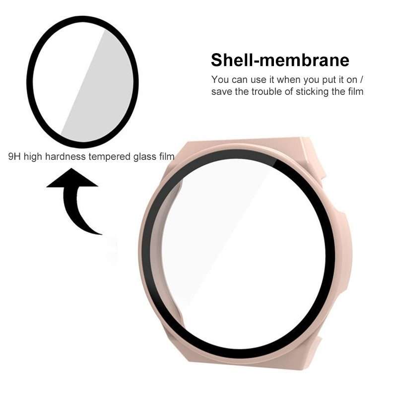 For Huawei Watch GT 3 Pro 46mm PC + Tempered Glass Watch Case(Pink)
