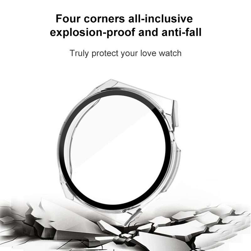 For Huawei Watch GT 3 Pro 46mm PC + Tempered Glass Watch Case(Pink)