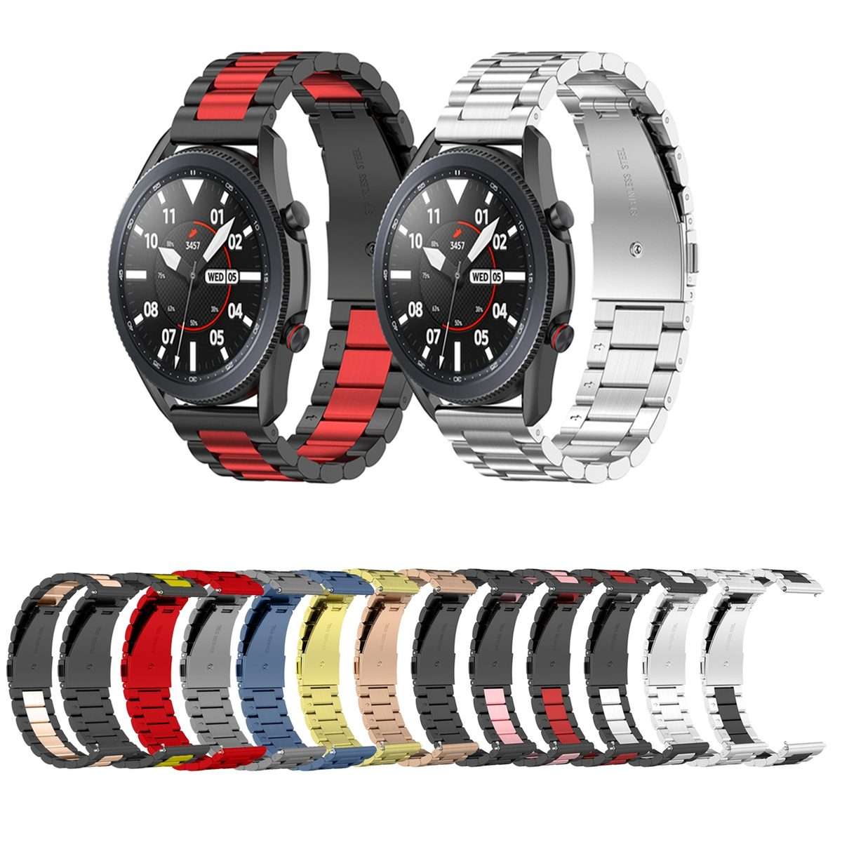 For Huawei GT 3 Pro 46mm Three-bead Metal Steel Watch Band(Silver)