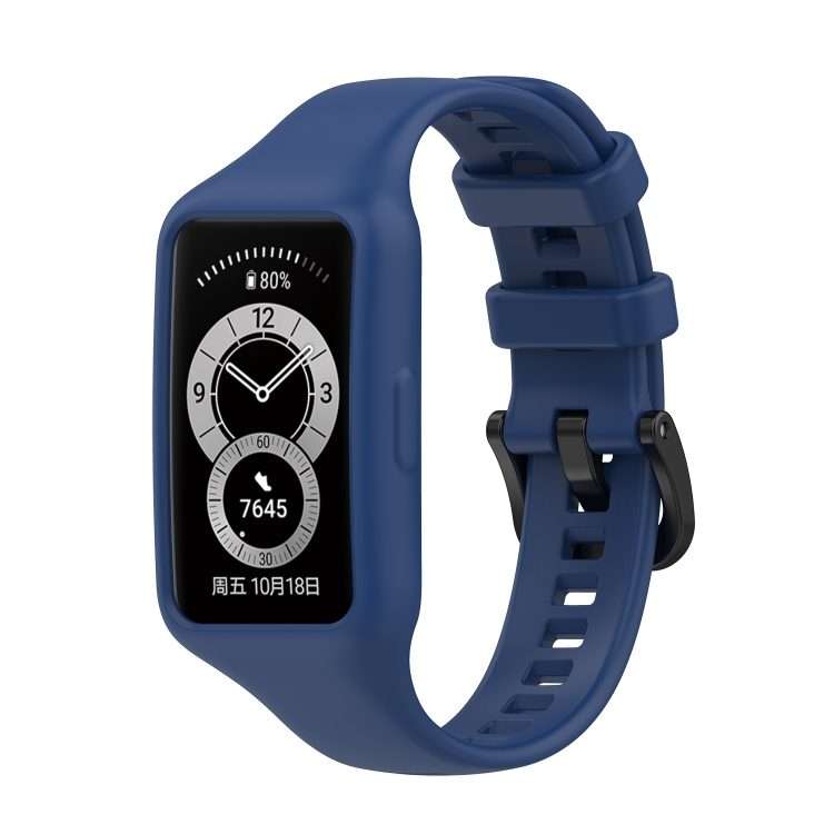 For Huawei Band 7 / 6 Pro / 6 / Honor Band 7 / 6 Universal Integrated Silicone Wat ... (Navy Blue)