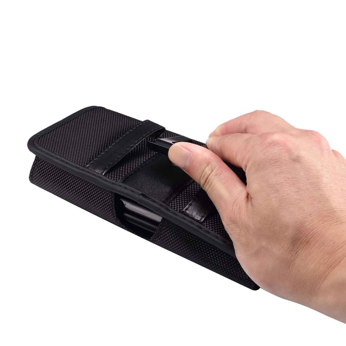 Double Grid Oxford Cloth Card Slot Mobile Phone Case(Black)